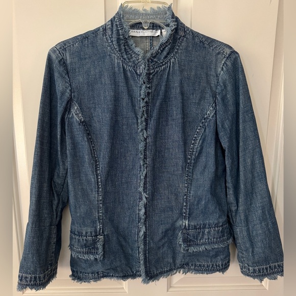 Dana Buckman Frayed Denim Jacket Size 6 - Picture 1 of 6
